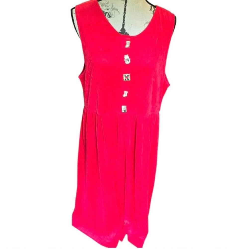 Vintage Retro 80s Cottagecore Fads Red Christmas Holiday Dress Size PL